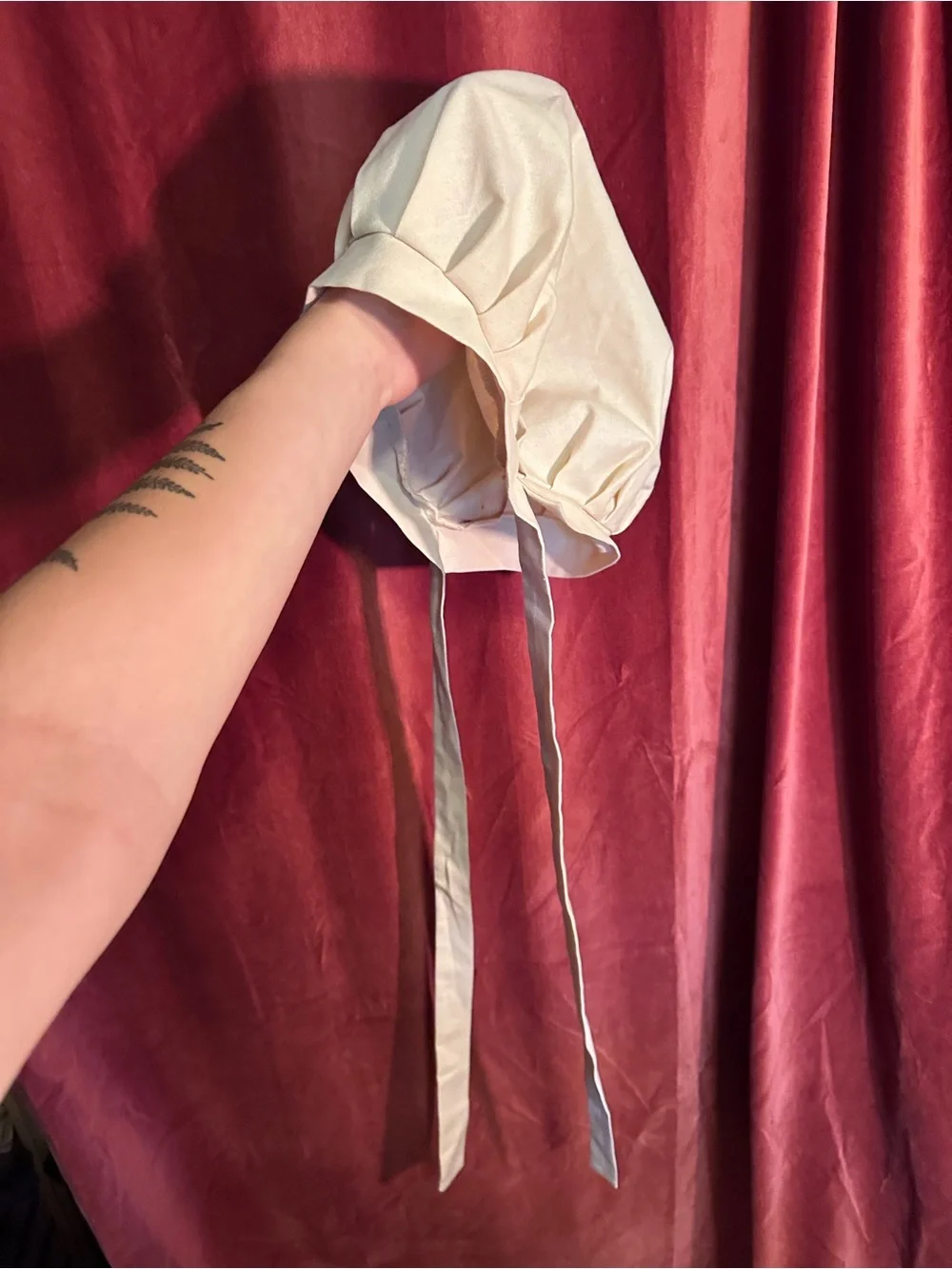 Medieval Cream Bonnet with Ties